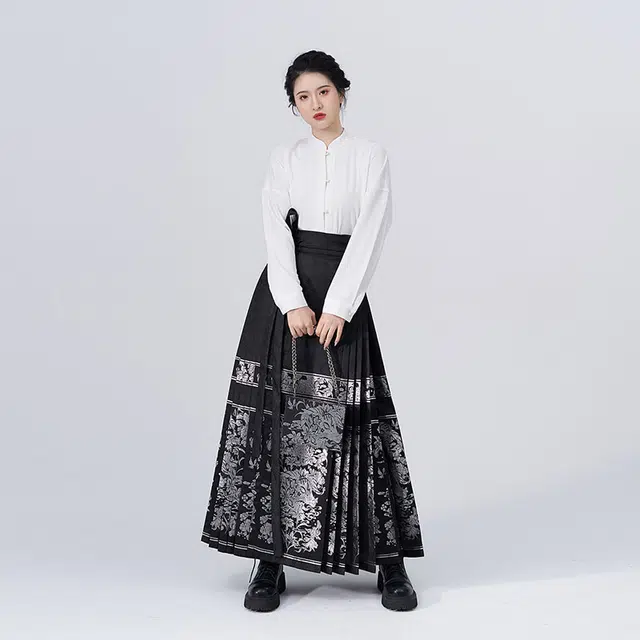 织造司 吉羊止止 明制原创中国风改良马面裙妆花织银织金织银暗纹织锦缎 汉服 男女同款