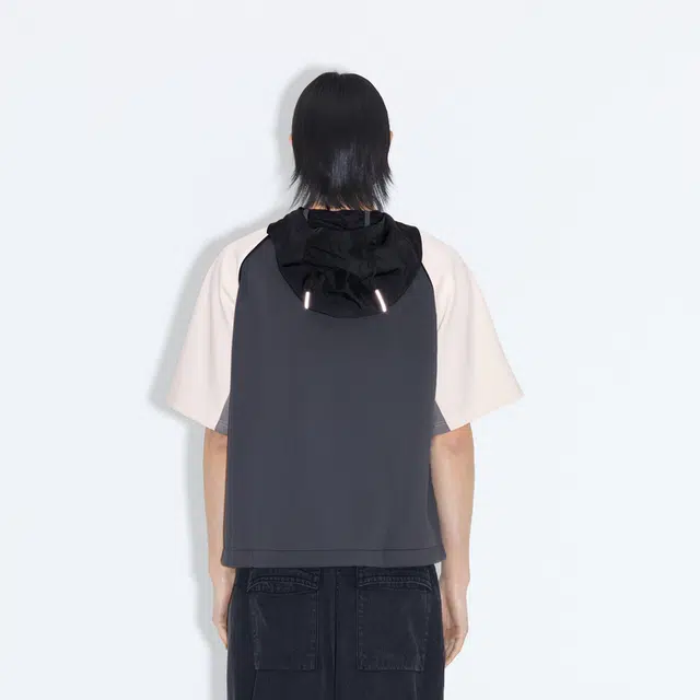 速写 拼接拼色连帽运动短袖卫衣 男女同款