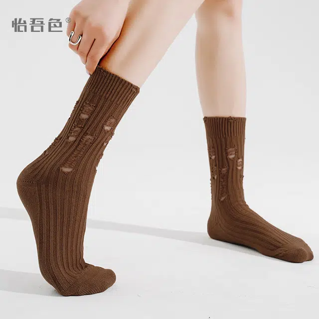 怡吾色 复古破洞长袜 情侣款 组合装