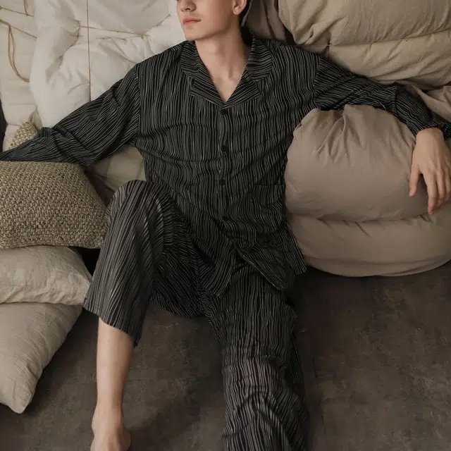 同语情侣睡衣男女春秋季纯棉薄款男女休闲韩版可外出 家居套装