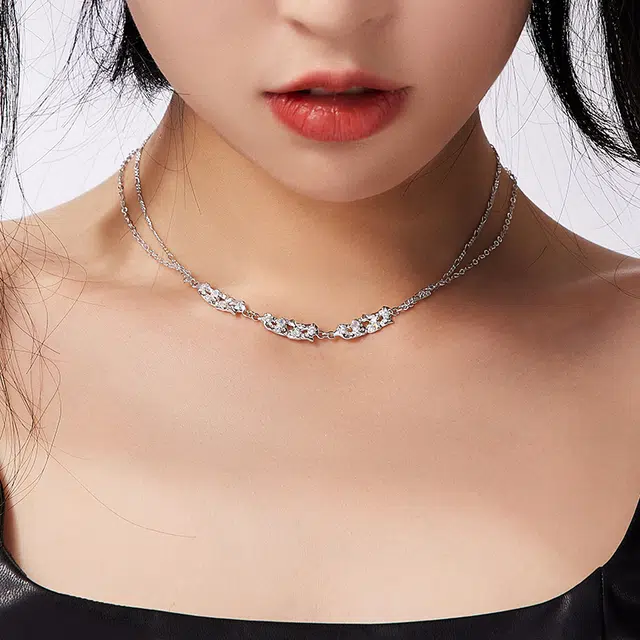 名工珠宝 月亮河流苏项链女银小众设计款辣妹风饰品轻奢时尚闺蜜礼物