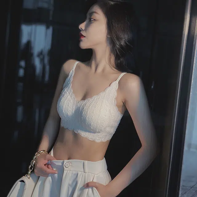 安娜蜜语 纯色提花聚拢防下垂收副乳蕾丝美背文胸