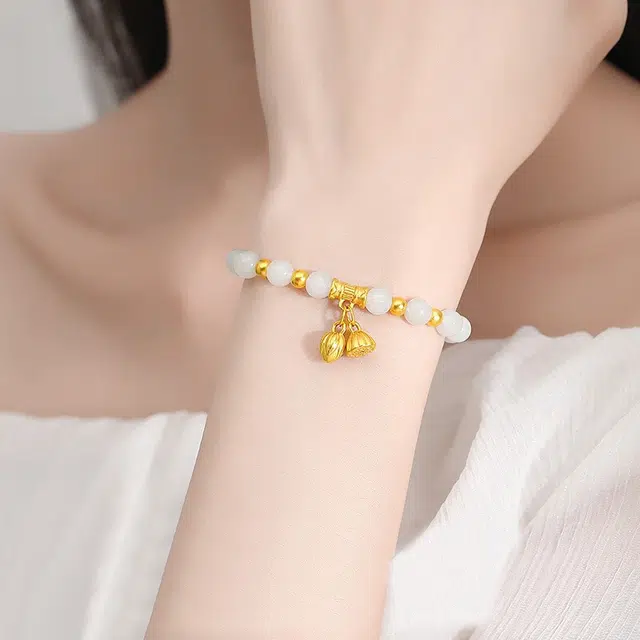 久爱 莲蓬两世欢手饰 足金 黄金手串 女款