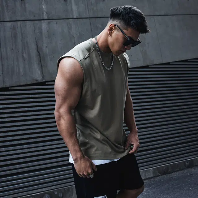 Muscle Dog Solid Sleeveless Tank Top