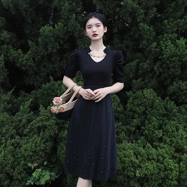 槿爷东方 纯色弹力收腰半身裙 女款 黑色