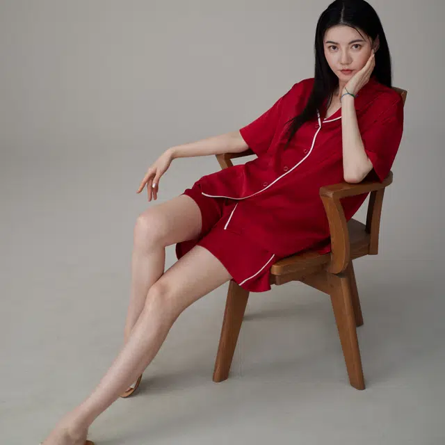 同语 夏季冰丝红色结婚睡衣薄款女士家居服凉感新婚套装 家居套装 女款 酡红 红色礼盒
