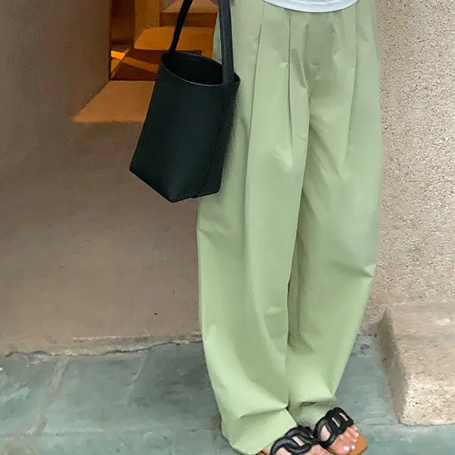 周淼 纯色宽松萝卜休闲裤高腰百搭老爹阔腿裤子 女款