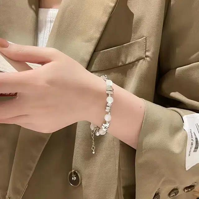 周百福珠宝 猫眼石拼接手链  国潮简约时尚设计高级感 转运猫眼石拼接手链