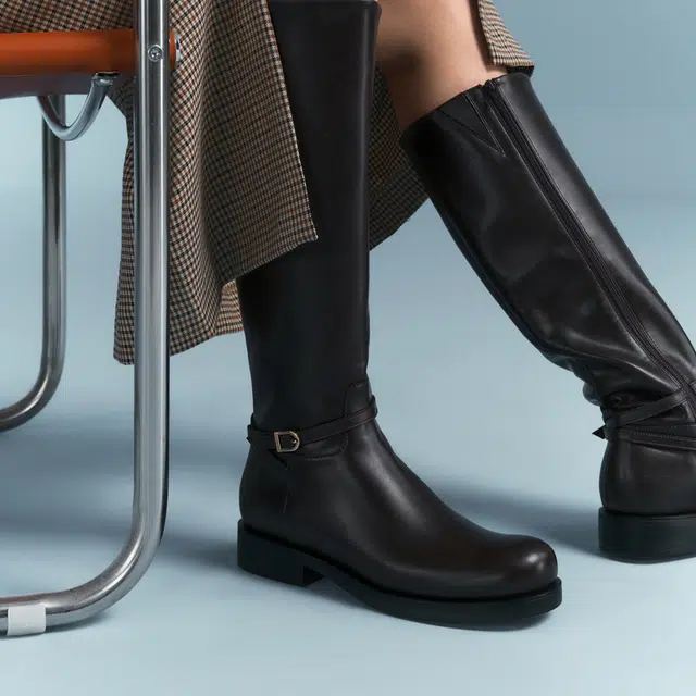 Charles & Keith Retro High Zip Boots Black