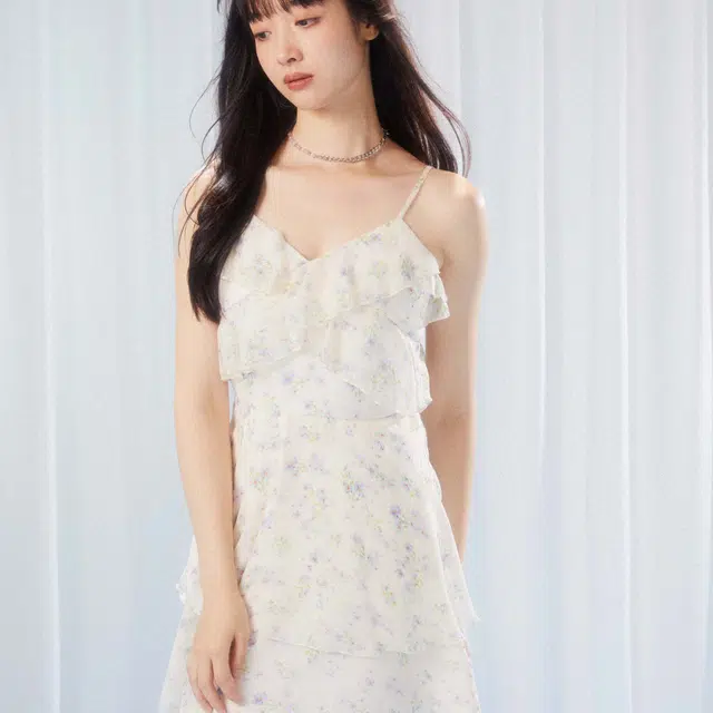 礼盒装送礼松本丧丧 茉莉花碎花薄款吊带连衣裙 女款 奶黄色