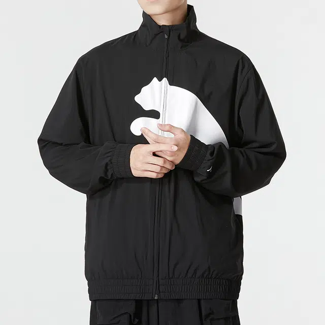 Puma Train Big Cat Lined Woven Fz Jacket Logo