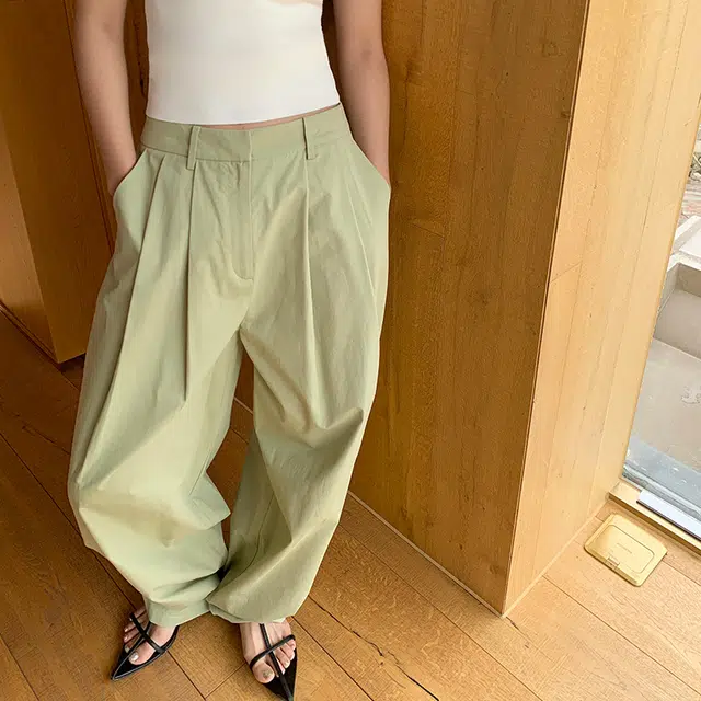 周淼 纯色宽松萝卜休闲裤高腰百搭老爹阔腿裤子 女款