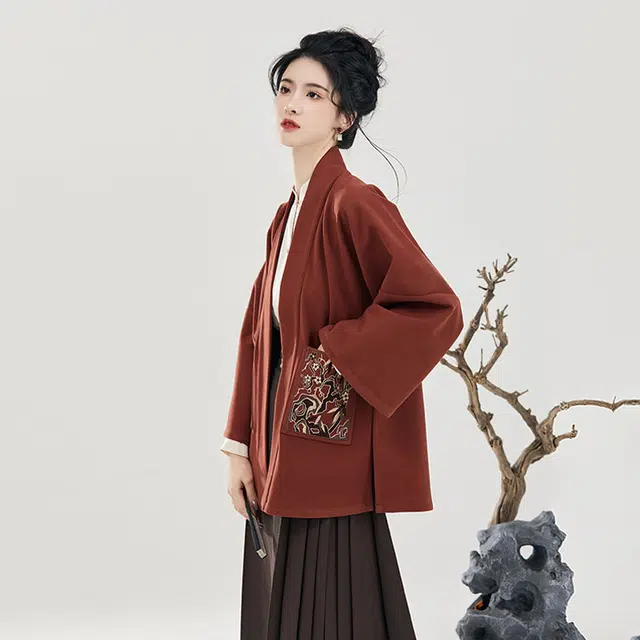 织造司 归秋 明制立领对襟衫汉元素褙子马面裙三件套汉服 女款