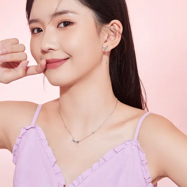 周六福 珠宝铂金耳饰蝴蝶结耳环 女款