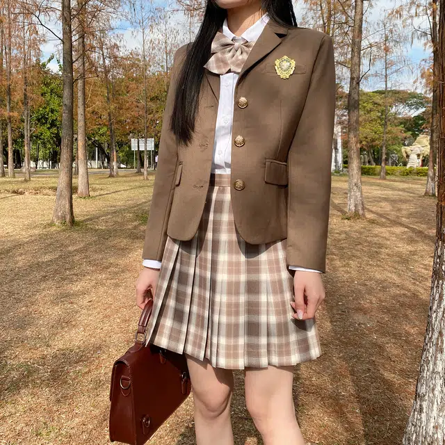 兔半眠 徽章西装外套百褶裙制服套装 女款