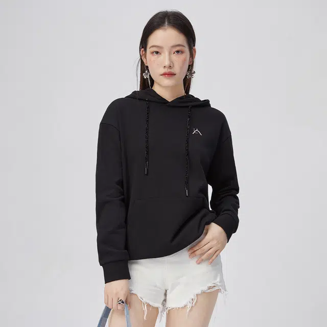 艾莱依 卡通花卉长袖连帽卫衣 女款