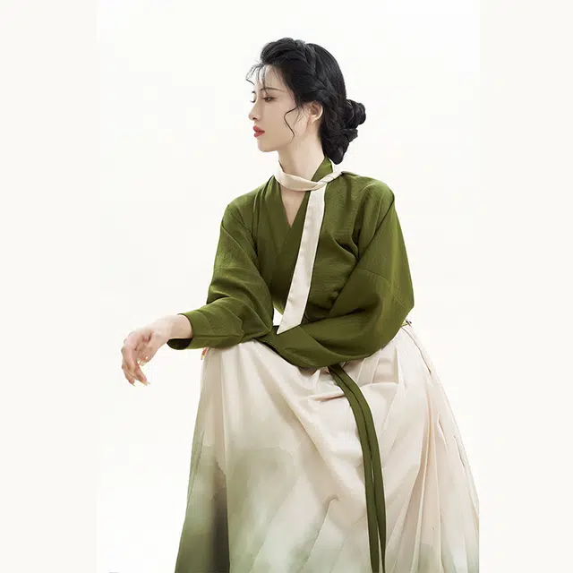 织造司 明制汉元素交领窄袖合身汉服 女款 绿色