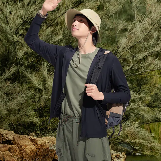 蕉下 纯色连帽皮肤衣防紫外线户外运动防晒服 男款