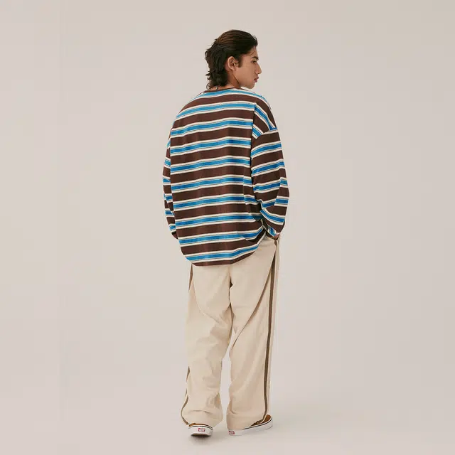 BEASTER Striped Crewneck Long Sleeve Tee