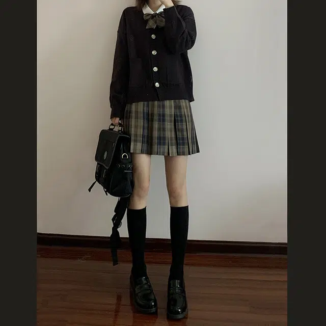 东鲸岁时记 格纹褶皱高腰短款高腰半身裙 女款