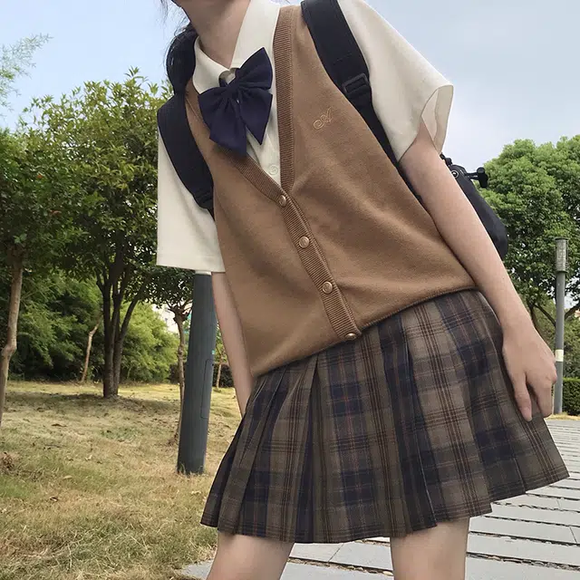 东鲸岁时记 格纹褶皱高腰短款高腰半身裙 女款