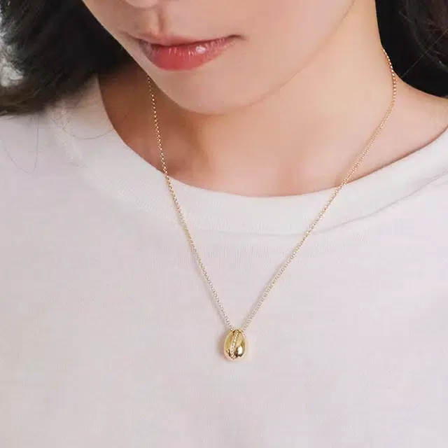若觅 咖啡豆复古设计感 银镀金 锆石 吊坠 项链  女款