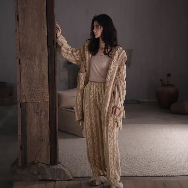 同语 睡衣女冬季提花珊瑚绒加厚套装女士法兰绒加绒冬天家居服
