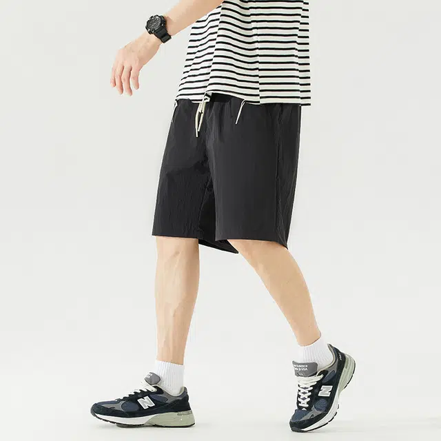 绘承 字母心跳线印花宽松直筒休闲五分短裤 夏季 男女同款