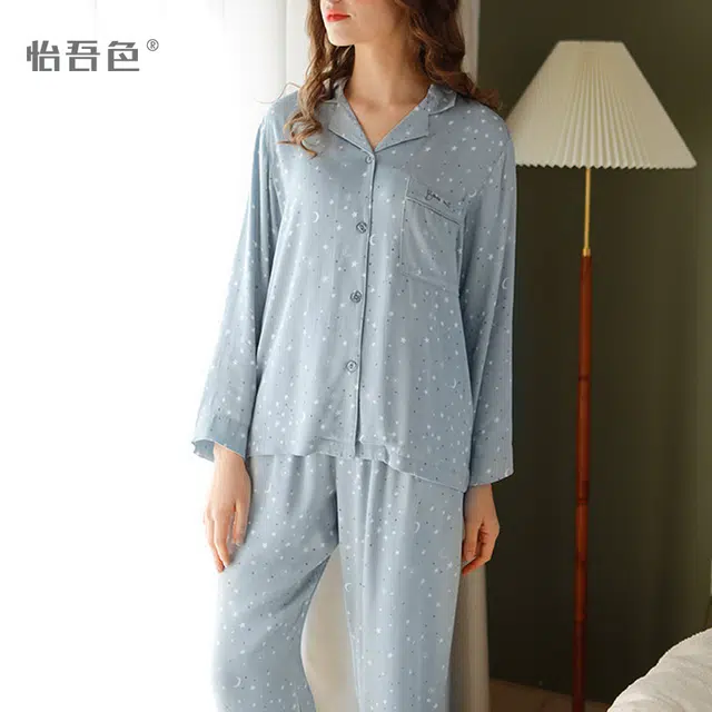 怡吾色 秋冬薄款家居服套装 星空印花睡衣 女款  送妈妈