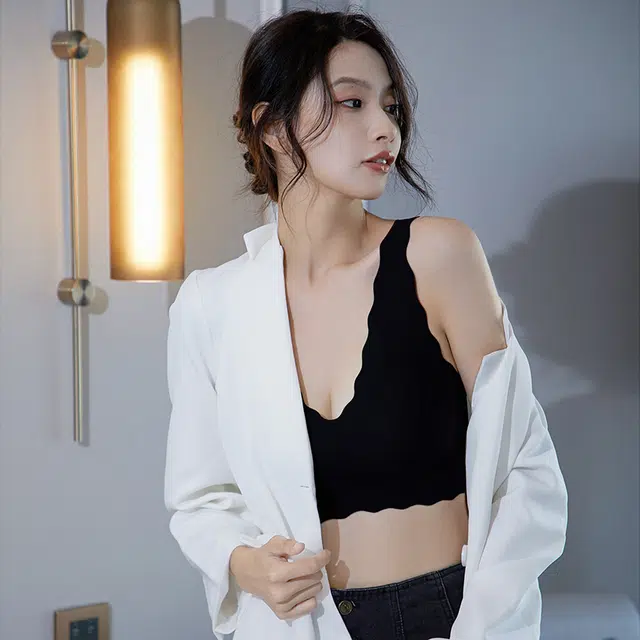 花蔓色 纯色小浪花无痕运动文胸
