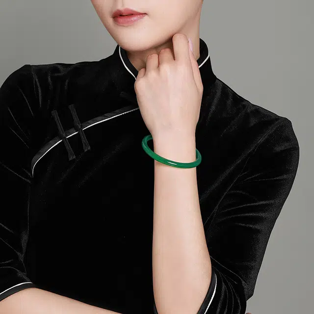 梦金园 素圈古风国潮旗袍汉服新中式 玉髓 手镯 女款