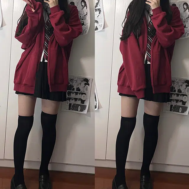东鲸岁时记 纯色拉链宽松字母刺绣加绒开衫连帽卫衣 女款
