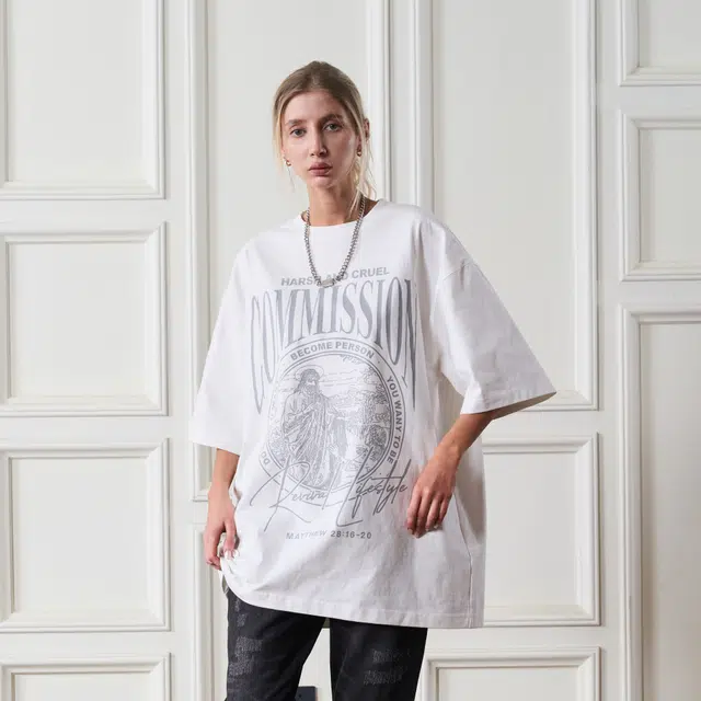 HARSH AND CRUEL Retro Letter Print Loose T-Shirt