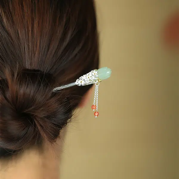 小银匠 梦华录步摇发簪女玉兰花流苏古风高级感盘发钗子玉簪 发饰 女款