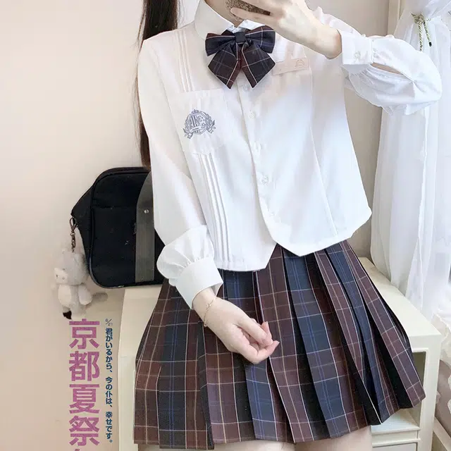 东鲸岁时记 刺绣单排扣翻领长袖衬衫 女款 白色