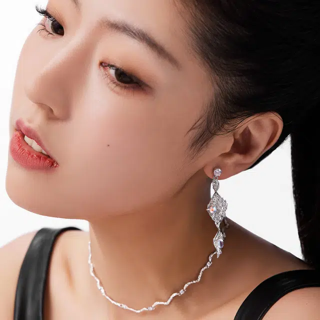 名工珠宝 山影女新中式耳饰银长款复古轻奢小众气质时尚个性名媛