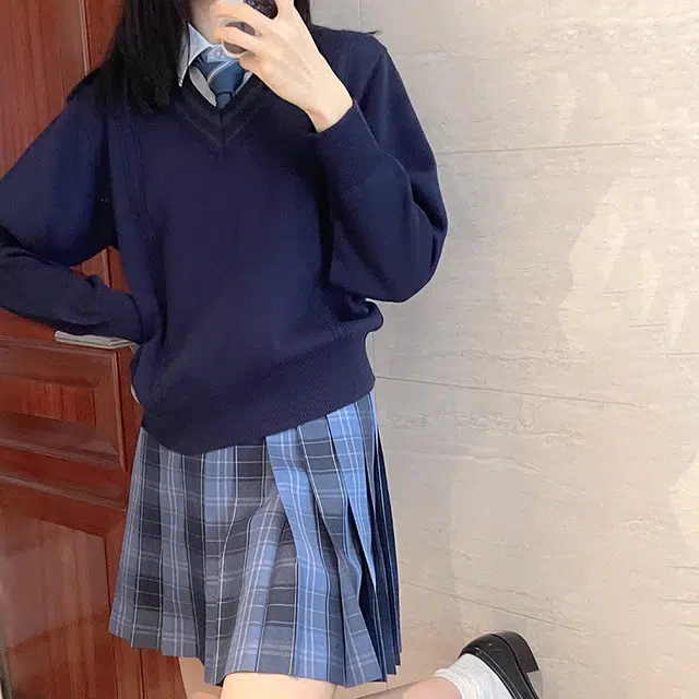 东鲸岁时记  格纹学院风短款百褶半身制服裙装 水梨町