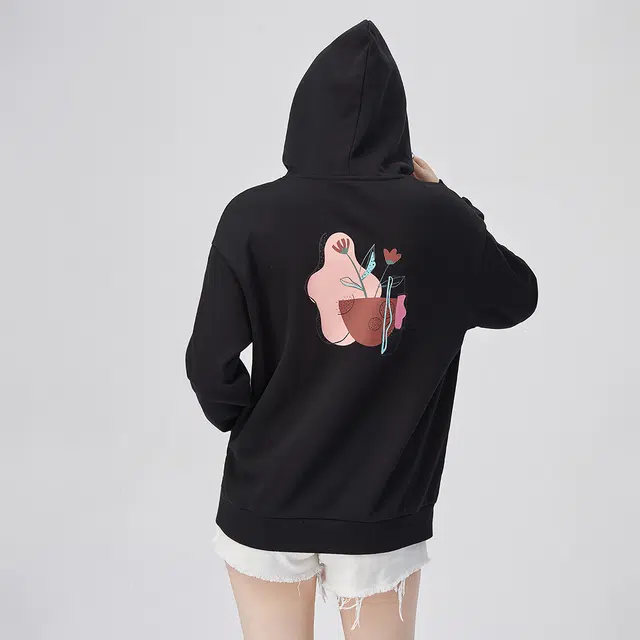 艾莱依 卡通花卉长袖连帽卫衣 女款