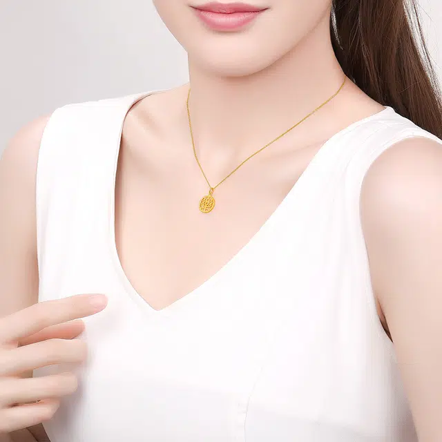 周六福珠宝黄金吊坠女款足金圆形乐字挂坠国潮风可配项链计价单吊坠不含链
