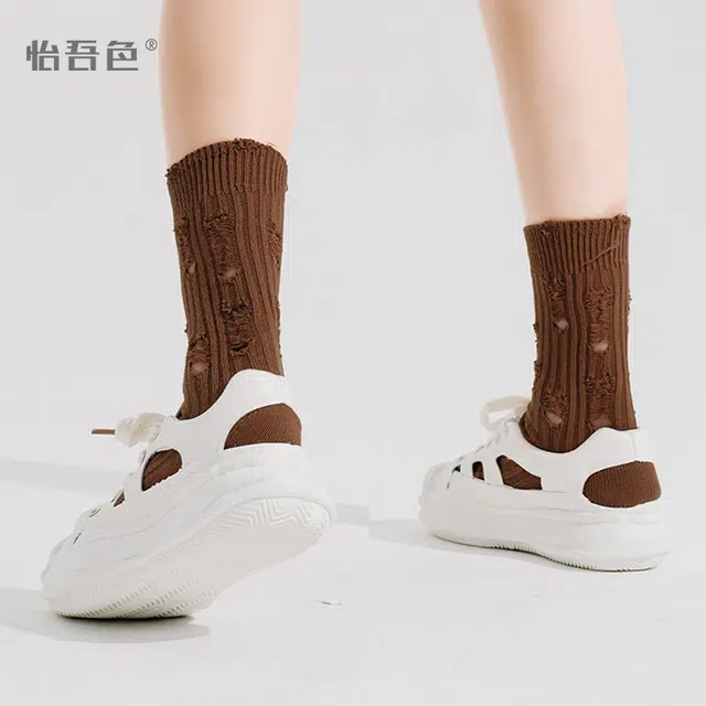 怡吾色 复古破洞长袜 情侣款 组合装