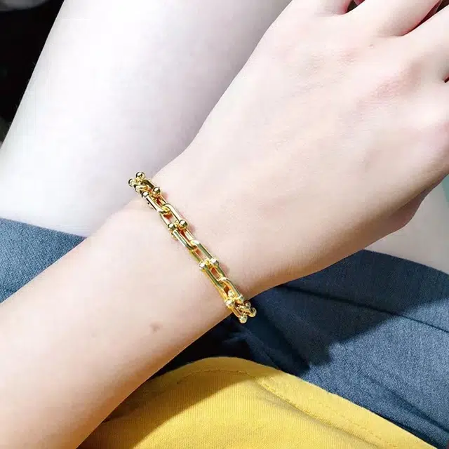 若觅 马蹄环绕幸运围绕 铜镀金 手链 女款