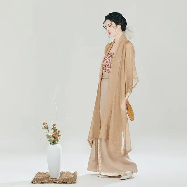 织造司 雾花 纯色长干寺改良宋抹织金长旋裙轻柔舒适日常原创宋制汉服 女款 卡其色