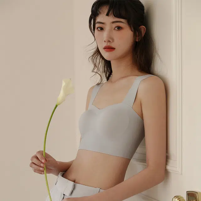 花蔓色 纯色无痕背心式文胸 