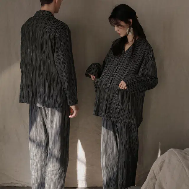 同语情侣睡衣男女春秋季纯棉薄款男女休闲韩版可外出 家居套装