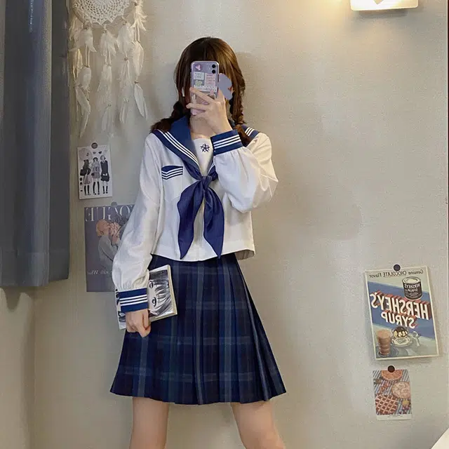 东鲸岁时记 格子高腰百褶短款制服裙装 津岚女高