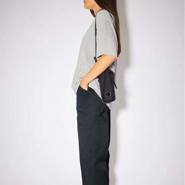 Acne Studios Smiley Logo Drawstring Bag Black