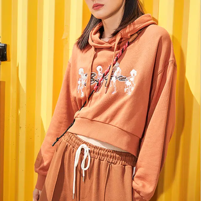 李宁 宽松套头运动连帽卫衣 女款 琥珀棕