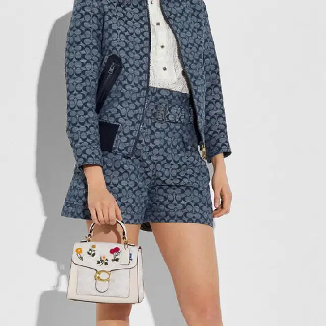 COACH Tabby 20 Small White Floral Embroidery