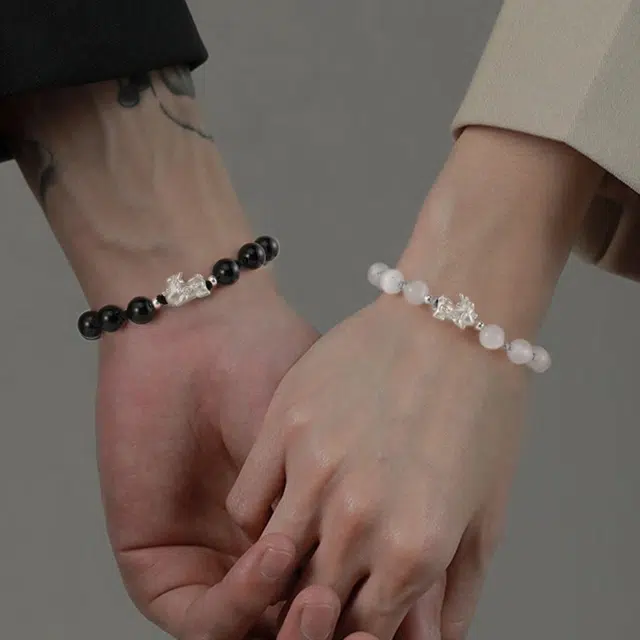 久爱 国潮貔貅吞金兽宝宝平安编织新中式国潮浪漫气质 猫眼石 玉石手链 男女同款情侣款