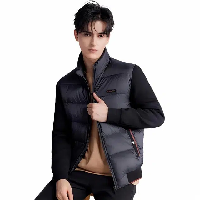 梦特娇 通勤休闲纯色羽绒服 男款 黑色